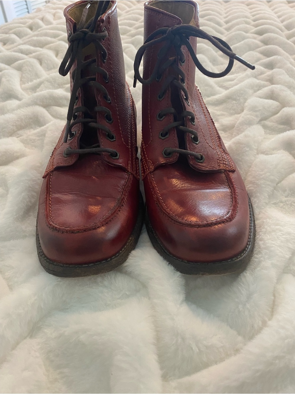 FRYE High Top Leather Boots - Cordovan (Dark Burgundy) Color. Beautiful! - Picture 5 of 7